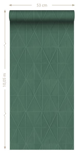 Origin Wallcoverings Tapete Origami-Muster Dunkelgrün - 53 cm x 10.05 m - 347859