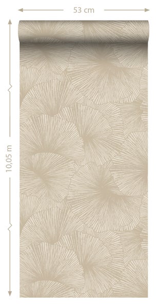 Origin Wallcoverings Tapete 3D Muster Blätter Beige - 53 cm x 10.05 m - 348006