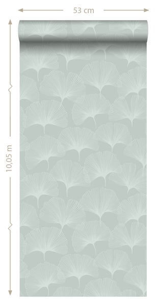 Origin Wallcoverings Tapete Ginkgoblätter Seladongrün - 53 cm x 10.05 m - 347748