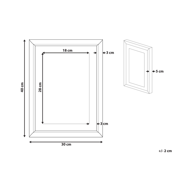 Abbildung eines Bilderrahmens mit Maßangaben