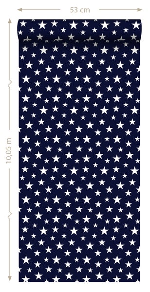 ESTAhome Tapete kleine Sterne Dunkelblau - 53 cm x 10.05 m - 138730