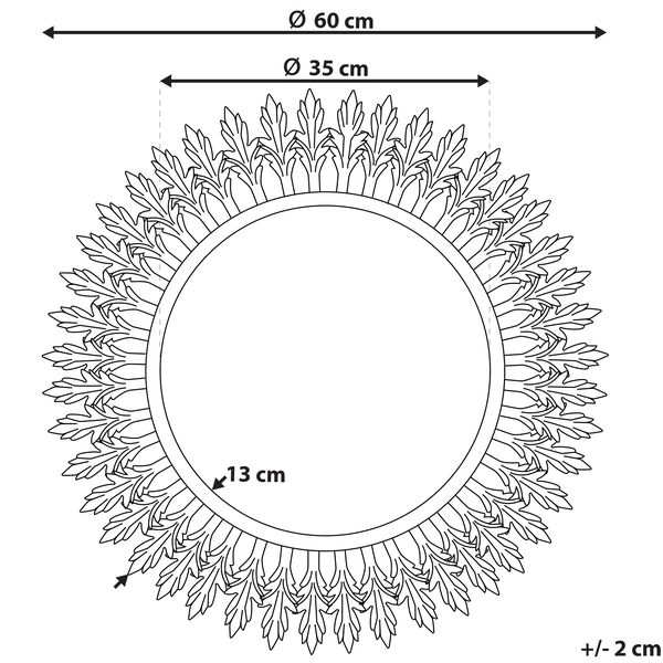 Wandspiegel VOREY 60 cm 60 cm Metall Gold