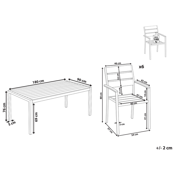 Gartenmöbel Set 6-Sitzer VERNIO Braun / Schwarz