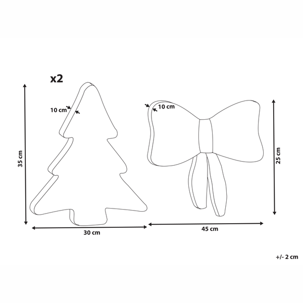 Abmessungen eines Weihnachtsbaums und einer Schleife als Dekoration