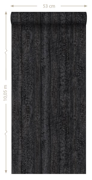 Origin Wallcoverings Tapete Holz-optik Schwarz - 53 cm x 10.05 m - 347531