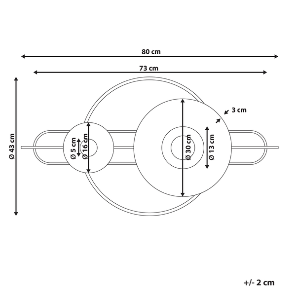Technische Zeichnung einer Wanddekoration mit Maßangaben