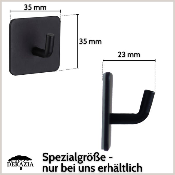 Dekazia Klebehaken mit quadratischer Platte, Maße 35 mal 35 mal 23 Millimeter, für Wandmontage ohne Bohren.