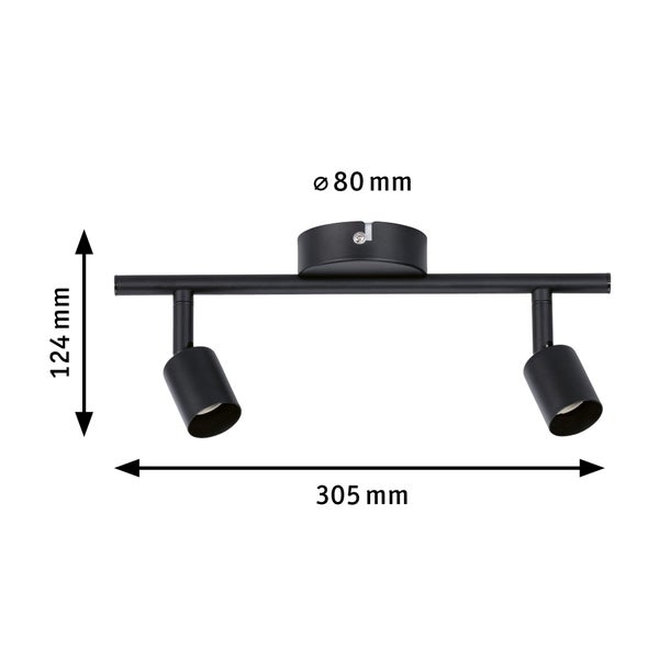 Spotlight Carolina GU10 230V max. 2x10W dimmbar Schwarz matt
