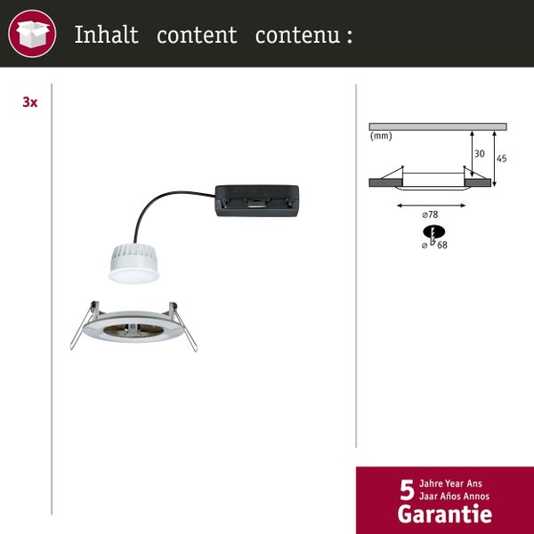LED Einbauleuchte Nova Coin IP44 rund 78mm RGBW+ 3x6W 3x500lm 230V Eisen gebürstet Aluminium