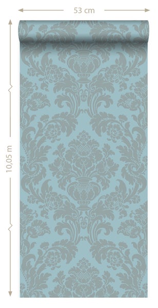 Origin Wallcoverings Tapete Ornamente Eisblau - 53 cm x 10.05 m - 346237