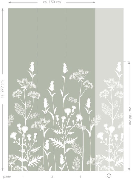 ESTAhome Fototapete Feldblumen Mintgrün - 150 x 279 cm - 159214