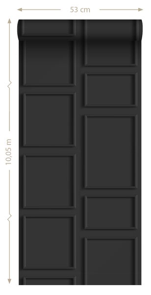 ESTAhome Tapete Holzwandverkleidung Schwarz - 50 x 900 cm - 139934