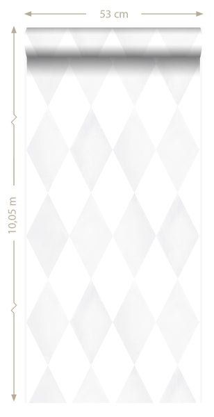 Origin Wallcoverings Tapete Karomuster Weiß und Hellgrau - 53 cm x 10.05 m - 337220