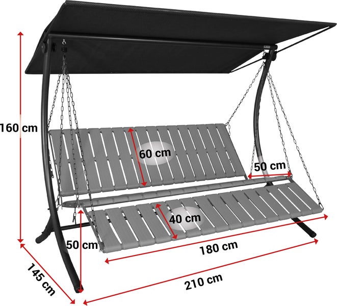 ANGERER Hollywoodschaukel Luxus Smart – Schaukel zum Sitzen, Liegen & Entspannen, 210 x 145 x 160 cm, inkl. Bett-Funktion, einfache Montage, Made in Germany, hochwertiger Stoff, stone