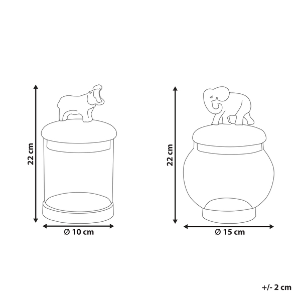 Dekogefäß aus Glas mit Nilpferdfigur auf dem Deckel
