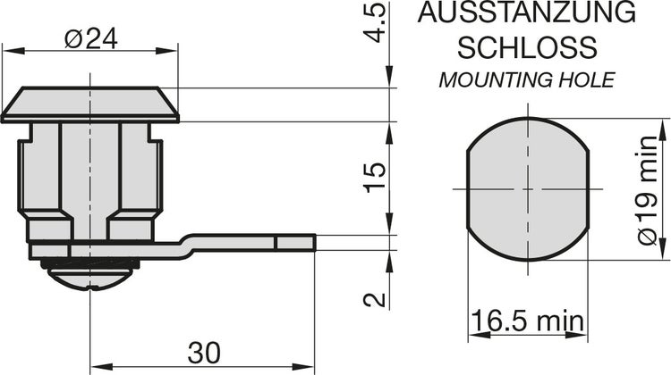 BASI Hebelschloss HS 326 mit Klammer für FORMAT Briefkästen 2 Zylinderschlüssel inklusive Oberfläche Hellverchromt Verschiedenschließend