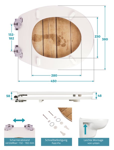 Information zur Ermittlung des passenden WC-Sitzes: Form, Maße und Montageart