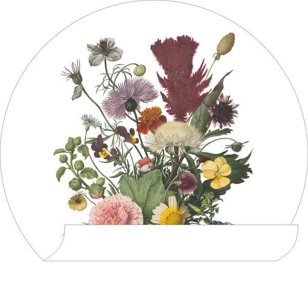 ESTAhome selbstklebende runde Tapete Blumenstrauß Grün, Rosa und Gelb - Ø 70 cm - 158996