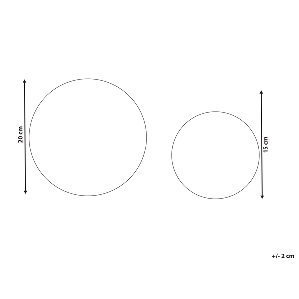 Zwei Kreise mit Durchmessern von 15 Zentimetern und 20 Zentimetern