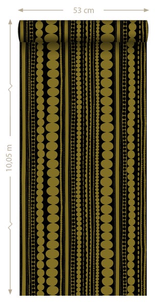 ESTAhome Tapete Perlen Schwarz und Gold - 53 cm x 10.05 m - 128822