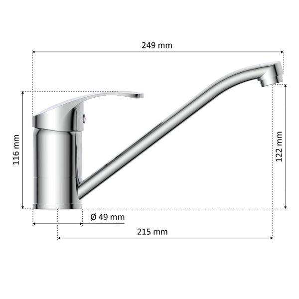 instmaier Niederdruck Küchenarmatur K1 | 360° schwenkbar | Wasserhahn Küche | Spültischarmatur Chrom | mit Zentralverschraubung