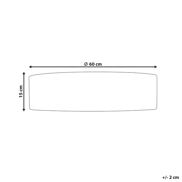 Abmessungen eines Kissens: Durchmesser 60 cm, Höhe 15 cm