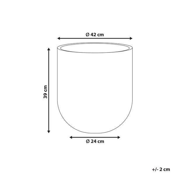 Skizze eines Pflanzgefäßes mit Maßangaben