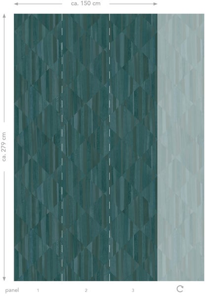 Origin Wallcoverings Fototapete 3D Holzoptik Petrolblau - 1,5 x 2,79 m - 357301