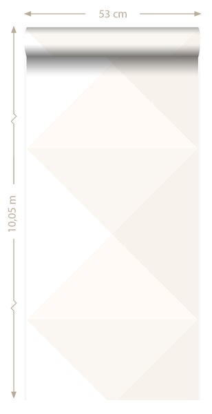 Origin Wallcoverings Tapete große Dreiecke Crème-Beige und Weiß - 53 cm x 10.05 m - 347495