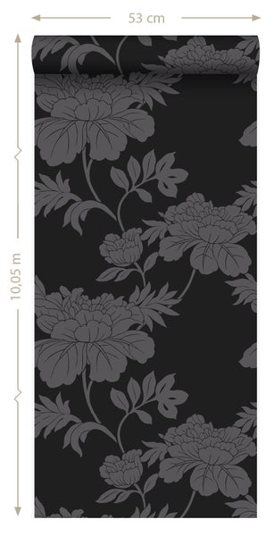 Origin Wallcoverings Tapete Blumen Schwarz - 53 cm x 10.05 m - 345927