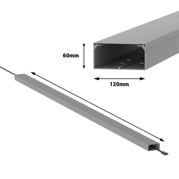 CILSON WDK12060G Art.-Nr. 6800500 Kabelkanal 120 x 60 mm x 2.000 mm - Kanaloberteil und -unterteil mit Bodenlochung, grau RAL7035
