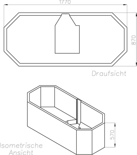 Calmwaters® Achteck Badewanne Komplettset 180 x 90 cm mit Wannenträger & Ablaufgarnitur, Acrylwanne Exclusive, Duowanne für Zwei, Set Badewanne komplett 180x90, 8 Eck Badewanne Weiß, 99000164