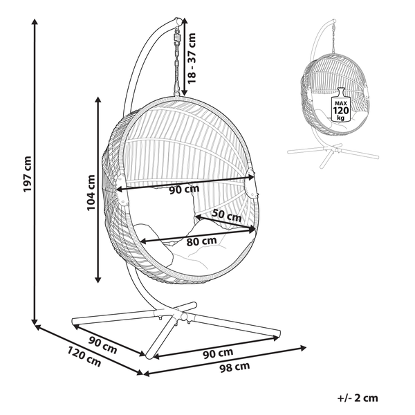 Hängesessel mit Gestell ACRI Polyrattan Weiß