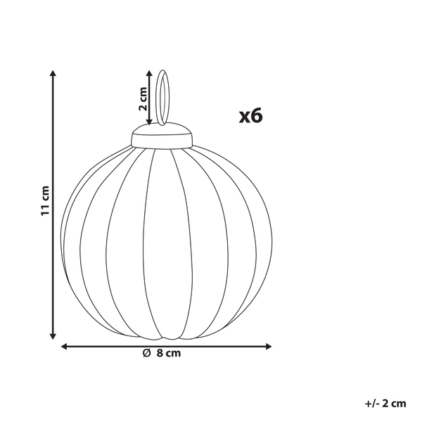 Abmessungen einer Weihnachtskugel im 6er-Set