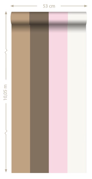 Origin Wallcoverings Tapete Streifen Rosa und Braun - 53 cm x 10.05 m - 346516