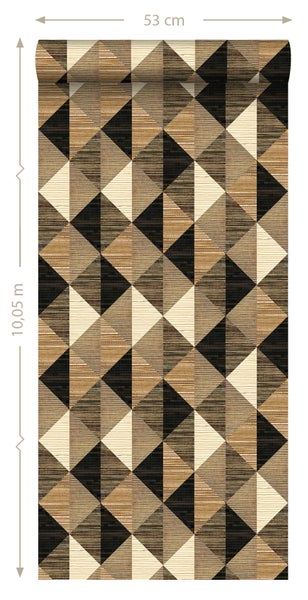 Origin Wallcoverings XXL-Vliestapete 3D Grasmuster Schwarz, Braun und Beige - 50 x 900 cm - 357216