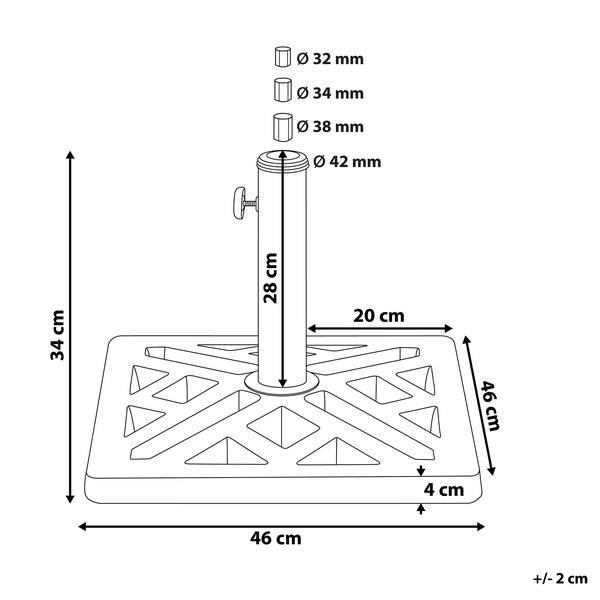 Sonnenschirmfuß CHIETI Schwarz Quadratisch 17 kg