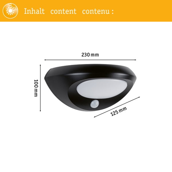 Solar LED Außenwandleuchte Sorova Dämmerungsgesteuerter Bewegungsmelder (IR) IP44 230x125mm 3000K 3,5W 220lm 3,7V Anthrazit Kunststoff
