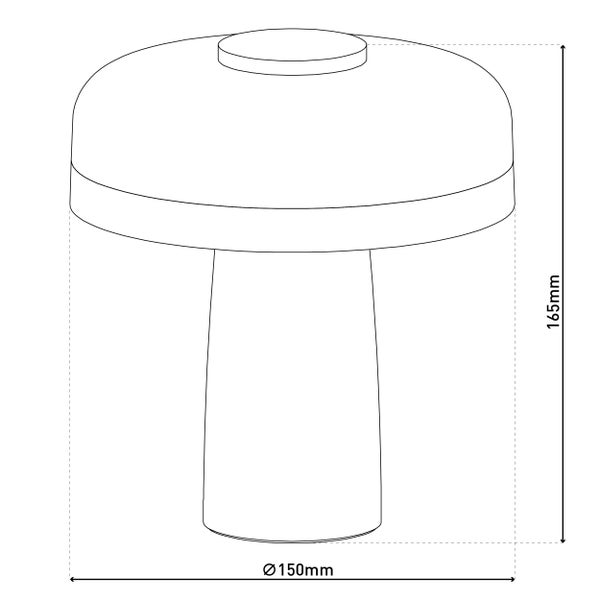 Akku-Tischleuchte PILU, 16,5 cm hoch, oben Ø von 15 cm, Metall in Schwarz, weißer Kunststoff, integrierten LEDs,280 Lumen, dimmbar per Berührungssensor, warmweiß