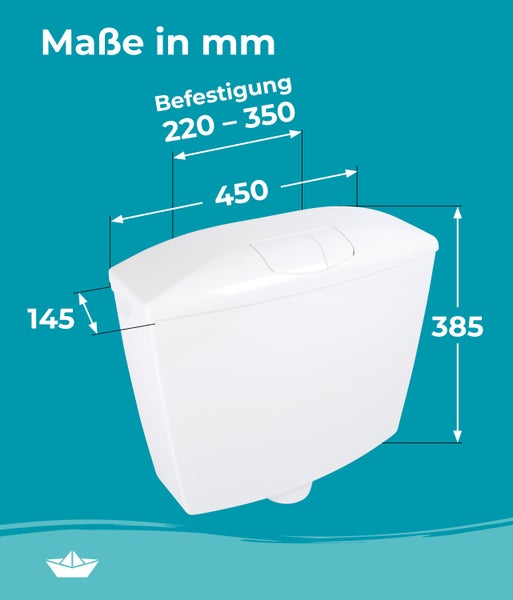 Calmwaters®  Spülkasten Premium, Made in EU, wassersparend, 2-Mengen-Spülung, Aufputz Spülkasten, flexible Montage, 29HB2723