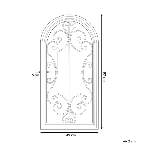 Skizze eines Metallfensters mit den Maßen 97 mal 49 Zentimeter
