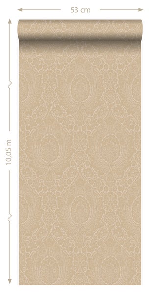 Origin Wallcoverings Tapete Ornamente Champagner-Beige - 53 cm x 10.05 m - 345427
