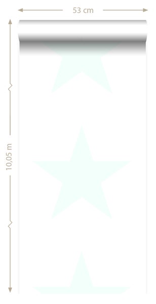 Origin Wallcoverings Tapete großer Stern Weiß und Mintgrün - 53 cm x 10.05 m - 347506