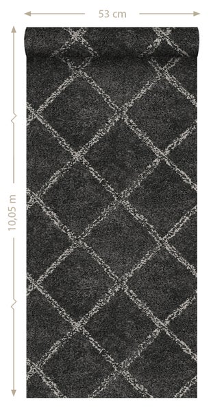 ESTAhome Tapete orientalisches Berberteppich-Motiv Grau - 53 cm x 10.05 m - 148667
