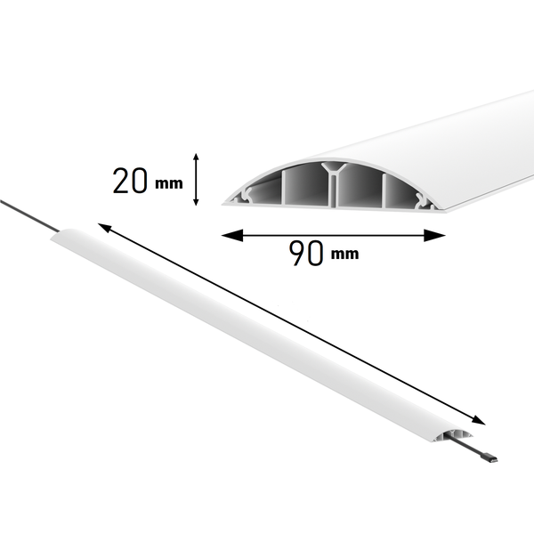 CILSON WDK9020SW Art.-Nr. 6700400 Kabelkanal 90 x 20 mm x 2.000 mm - Trittfest, selbstklebend mit Bodenbelochung, weiß RAL 9010