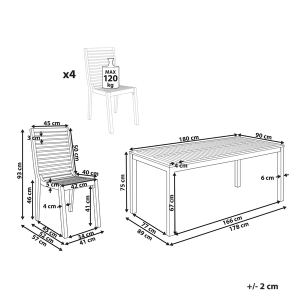 Gartenmöbel Set 4-Sitzer OMBRIANO zertifiziertes Akazienholz Hellbraun