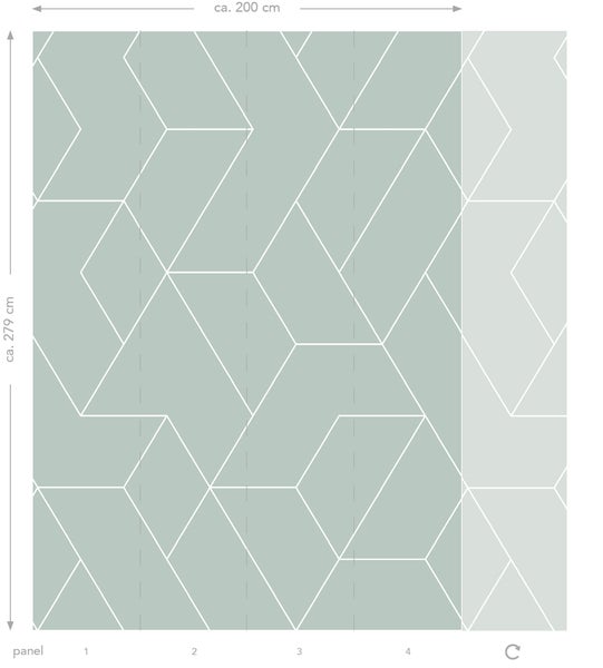 ESTAhome Fototapete grafische Linien Graugrün - 200 x 279 cm - 158963