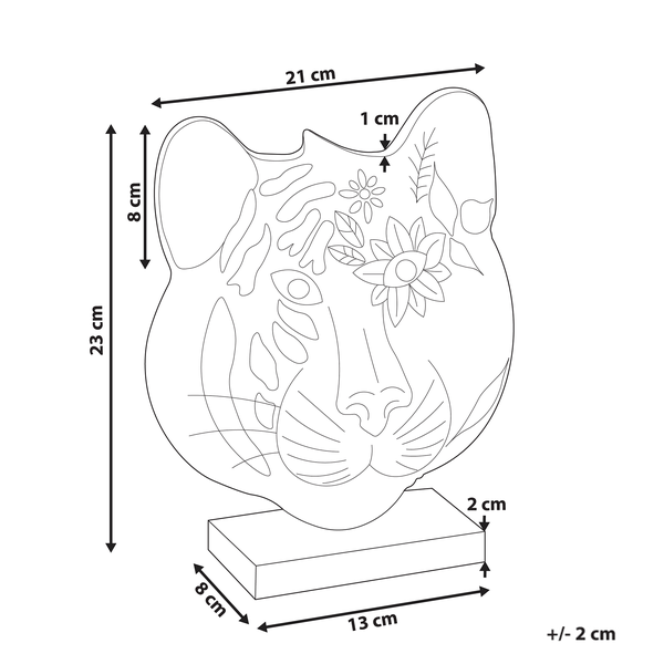 Abmessungen einer Tigerkopf-Dekofigur