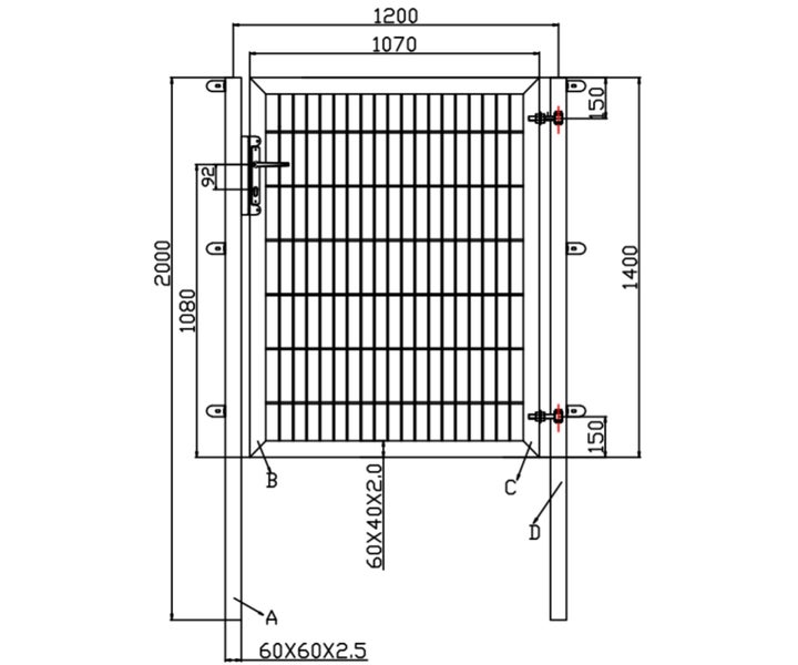 1-flügelige Industrietore Anthrazit 8/6/8 mm 1200 x 1400 mm