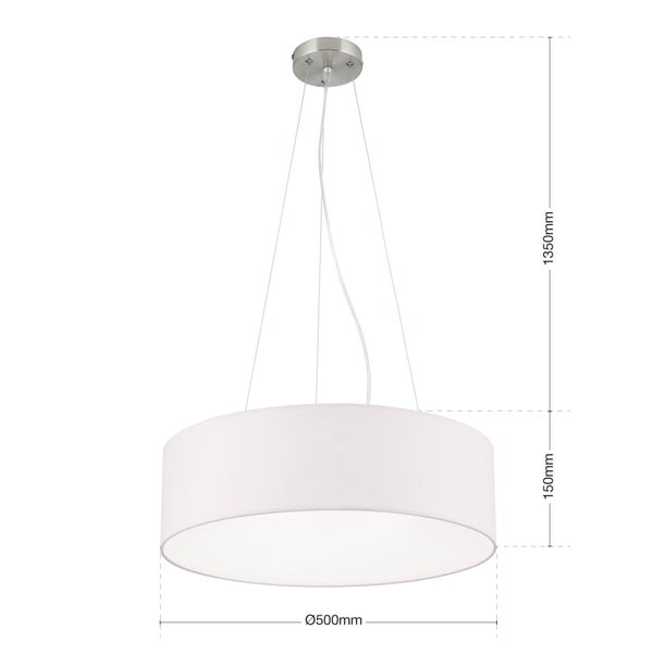 Hängeleuchte Stoff 50cm weiß